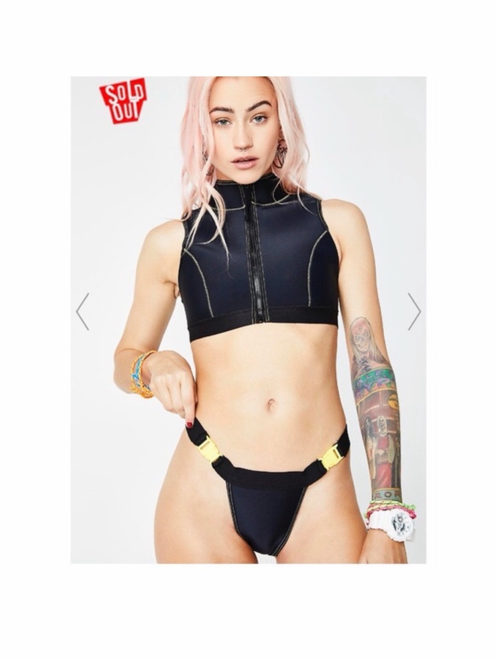 nasty gal beach club blue scuba neoprene bikini swim suit yellow thick racerback